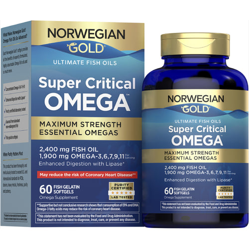 Norwegian Gold Super Critical Omega, 60 Fish Gelatin Softgels