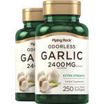 Odorless Garlic 2400 mg per serving, extra strength herbal supplement, 250 quick release softgels, 2 bottles.