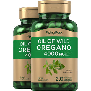 Oil of Oregano, 4000 mg (per serving), 200 Quick Release Softgels, 2  Bottles