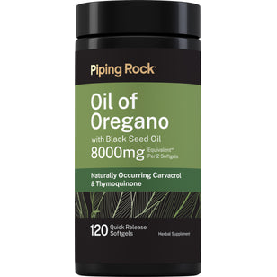 Oil of Oregano with Black Seed Oil, 8000 mg (per serving), 120 Quick Release Softgels
