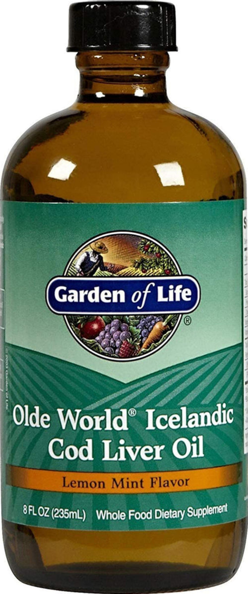 Olde World Icelandic Cod Liver Oil Liquid (Lemon Mint), 8 fl oz (236 mL) Bottle