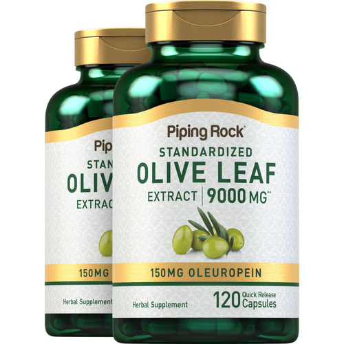 Olive Leaf Extract, 9000 mg, 120 Quick Release Capsules, 2  Bottles