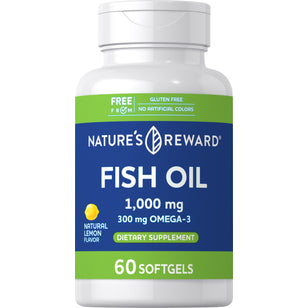 Omega-3 Fish Oil 1000 mg (Natural Lemon Flavor), 60 Softgels