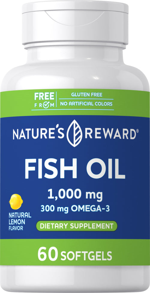 Omega-3 Fish Oil 1000 mg (Natural Lemon Flavor), 60 Softgels