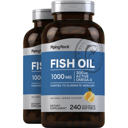 Omega-3 Fish Oil Lemon Flavor, 1000 mg, 240 Quick Release Softgels, 2  Bottles
