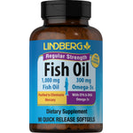Lindberg Regular Strength Fish Oil, 1000 mg, 300 mg Omega-3s, Purified to Eliminate Mercury, Lemon Flavored, 90 Quick Release Softgels.