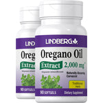 Oregano oil extract bottles, each 2,000 mg, with 90 softgels per bottle.