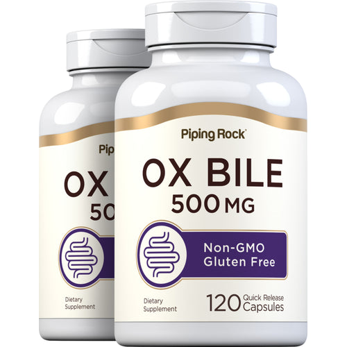 Ox Bile, 1000 mg (per serving), 120 Quick Release Capsules, 2  Bottles
