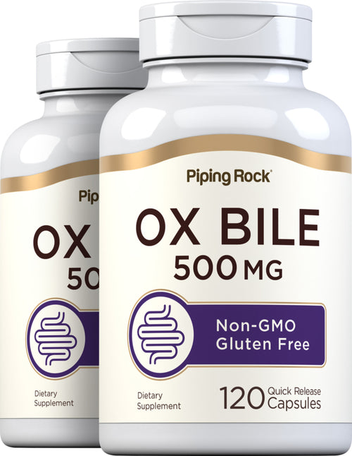 Ox Bile, 500 mg (per serving), 120 Quick Release Capsules, 2  Bottles