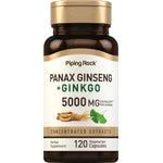 Panax ginseng and ginkgo, 5000 mg equivalent per serving, concentrated extracts, herbal supplement, 120 vegetarian capsules.