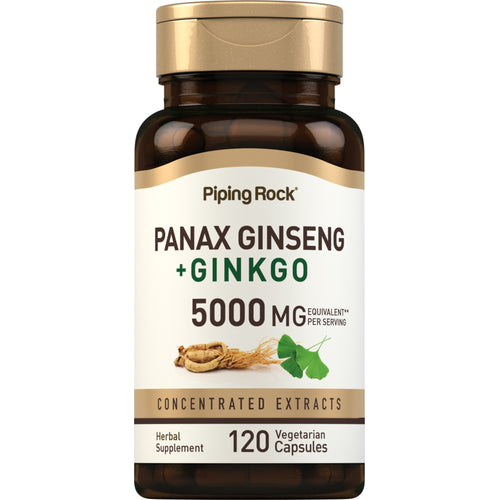 Panax Ginseng + Ginkgo, 5000 mg (per serving), 120 Vegetarian Capsules