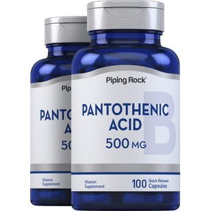 Pantothenic Acid, 500 mg, 100 Quick Release Capsules, 2  Bottles