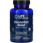 Life Extension Discomfort Relief Berry Flavor, 60 vegetarian chewable tablets, dietary supplement, bottle image.