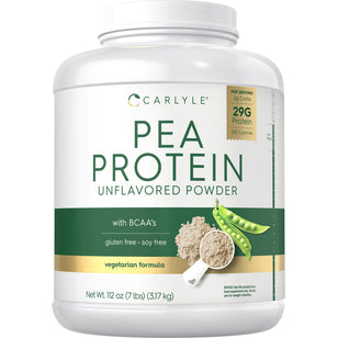 Carlyle Pea Protein Unflavored Powder, 112 oz (7 lbs), with BCAA's, gluten free, soy free, vegetarian formula, 29g Protein per serving.