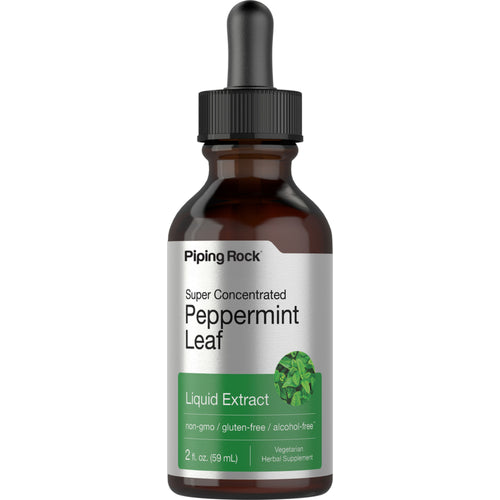 Peppermint Leaf Liquid Extract Alcohol Free, 2 fl oz (59 mL) Dropper Bottle