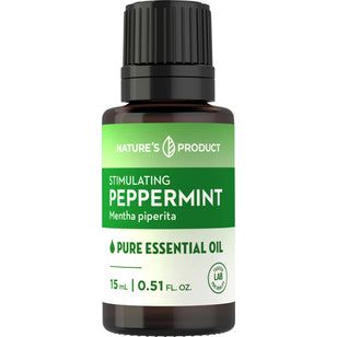 Peppermint Oil 15 mL comes in a dropper bottle, offering a stimulating pure essential oil experience.