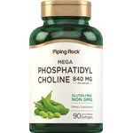 Mega Phosphatidyl Choline supplement with 840 MG per serving, available as 90 quick release softgels.