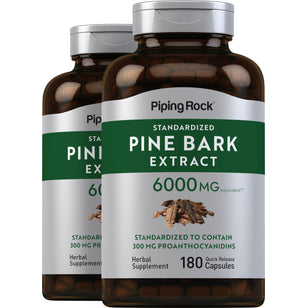 Pine Bark  Extract, 6000 mg, 180 Quick Release Capsules, 2  Bottles
