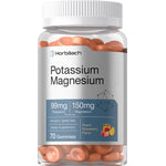 Horbäach Potassium Magnesium Gummies: 99mg Potassium, 150mg Magnesium, non-gmo, gluten free, Peach Strawberry Flavor.