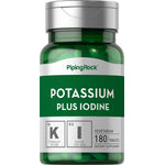 Potassium Plus Iodine tablets, vegetarian supplement with potassium and iodine, 180-count bottle.