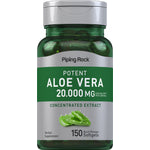 Aloe Vera 20,000 mg Concentrated Extract Herbal Supplement, 150 Quick Release Softgels displayed.