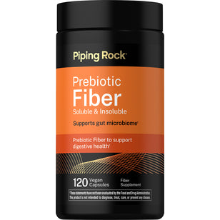 Prebiotic Fiber Soluble & Insoluble, 120 Vegan Capsules, a supplement supporting gut microbiome and digestive health.