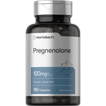 Horbäach Pregnenolone 100 mg bottle containing 180 capsules on display.
