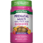 Prenatal Multi + DHA, Folic Acid Gummies for before, during & after pregnancy. Non-GMO and Gluten Free, 60 gummies bottle.