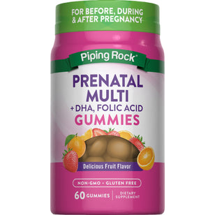 Prenatal Multivitamin + DHA, Folic Acid (Delicious Fruit), 60 Gummies
