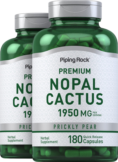 Prickly Pear Nopal Cactus (Opuntia ficus-indica), 1300 mg (per serving), 180 Quick Release Capsules, 2  Bottles