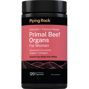 Primal Beef Organs for Women, 120 quick release capsules to support women's health.