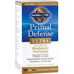 Garden of Life Primal Defense Ultra contains 180 vegetarian capsules for digestive health support.