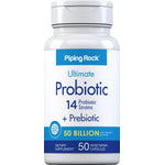 Ultimate Probiotic, 14 Probiotic Strains + Prebiotic, 50 Billion Active Organisms per serving, 50 Vegetarian Capsules, Dietary Supplement.