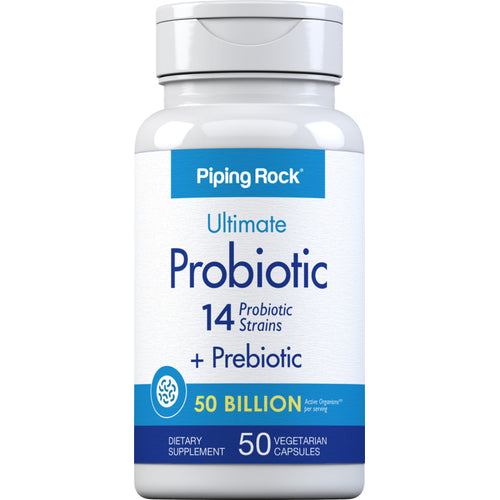 Probiotic 14 Strains 50 Billion Organisms (per serving) plus Prebiotic, 50 Vegetarian Capsules
