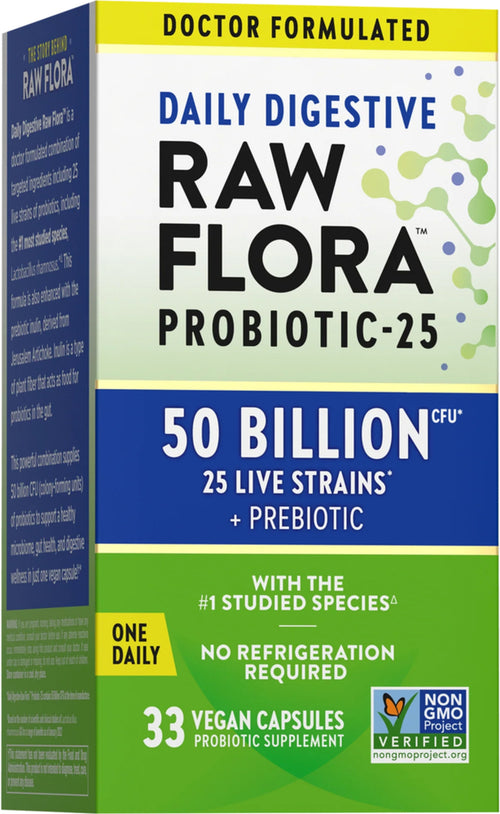 Probiotic-25 50 Billion plus Prebiotic, 33 Vegan Capsules