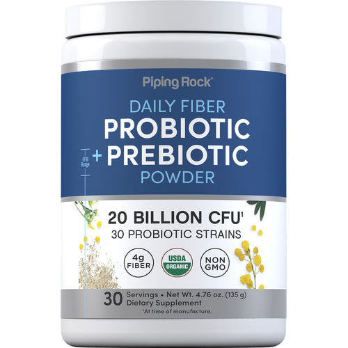 Probiotic + Prebiotic Powder (Organic), 20 Billion CFU, 4.76 oz (135 g ...