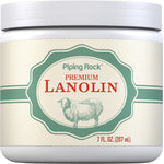 A 7 FL. OZ. (207 mL) jar of Premium Lanolin featuring a sheep illustration on the label.