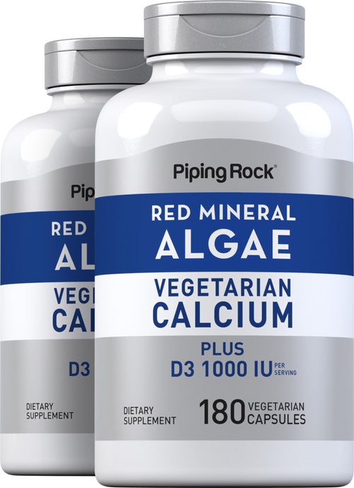 Red Mineral Algae (Aquamin Plant Based Calcium), 180 Vegetarian Capsules, 2  Bottles