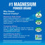Infographic: #1 Magnesium Powder Brand, superior quality, potent formulations, VEGAN, CERTIFIED R.A.W., CERTIFIED C.L.E.A.N., NON GMO Project VERIFIED