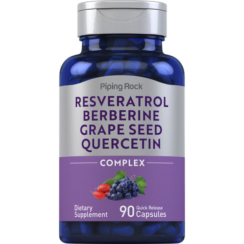 Resveratrol Berberine Grape Seed Quercetin Extract, 90 Quick Release Capsules