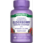 Elderberry Immune Complex plus Vitamin C & Zinc, 60 Chewable Tablets, Natural Mixed Berry Flavor. NON-GMO, Gluten Free, Vegan.
