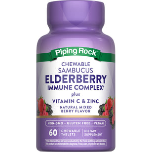 Sambucus Black Elderberry Immune Complex with C & Zinc (Natural Berry), 60 Chewable Tablets