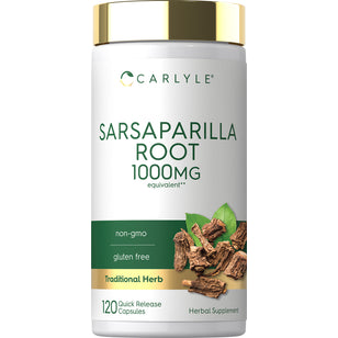 Carlyle Sarsaparilla Root 1000mg equivalent, 120 Quick Release Capsules. Non-GMO, gluten-free, traditional herb.