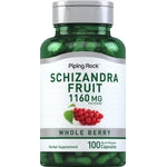 Schizandra fruit herbal supplement with 1160 mg whole berry per serving, 100 quick release capsules.