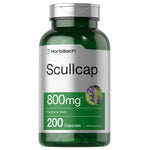 Scullcap Herb supplement with 800 mg per serving, 200 capsules in a bottle.