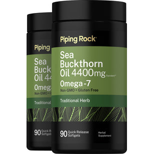 Sea Buckthorn Oil with Omega-7, 4400 mg, 90 Quick Release Softgels, 2  Bottles