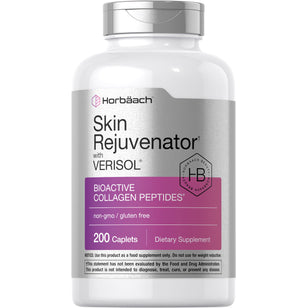 Skin Rejuvenator with VERISOL Collagen Peptides, 200 caplets, non-GMO, gluten-free dietary supplement.