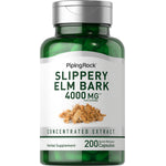 Slippery Elm Bark 4000 mg concentrated extract herbal supplement with 200 quick-release capsules.