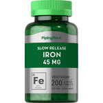 Vegetarian dietary supplement with 200 coated tablets of Slow Release Iron 45 mg.