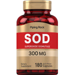 SOD Superoxide Dismutase 300 mg with 180 quick release capsules for antioxidant support.